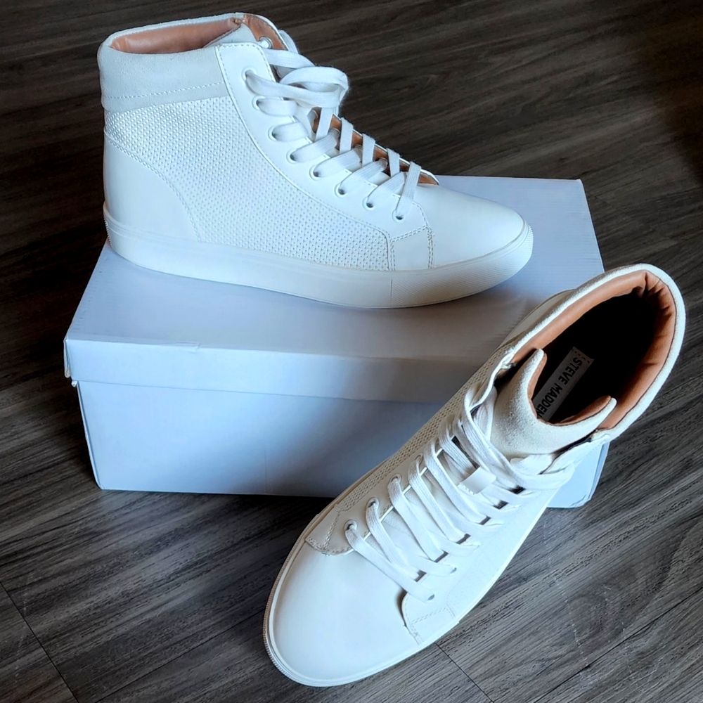 STEVE MADDEN White high top sneakers(men's 10.5)
